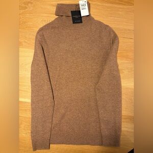 NWT Charter Club Luxury 100% Cashmere Turtleneck, Warm Praline Heather (Small)